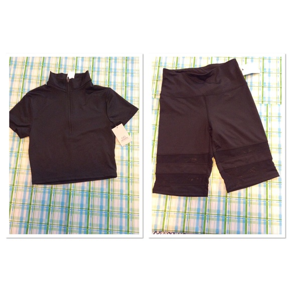 🆕 Mesh Insert Solid Biker Short Set - Picture 2 of 4